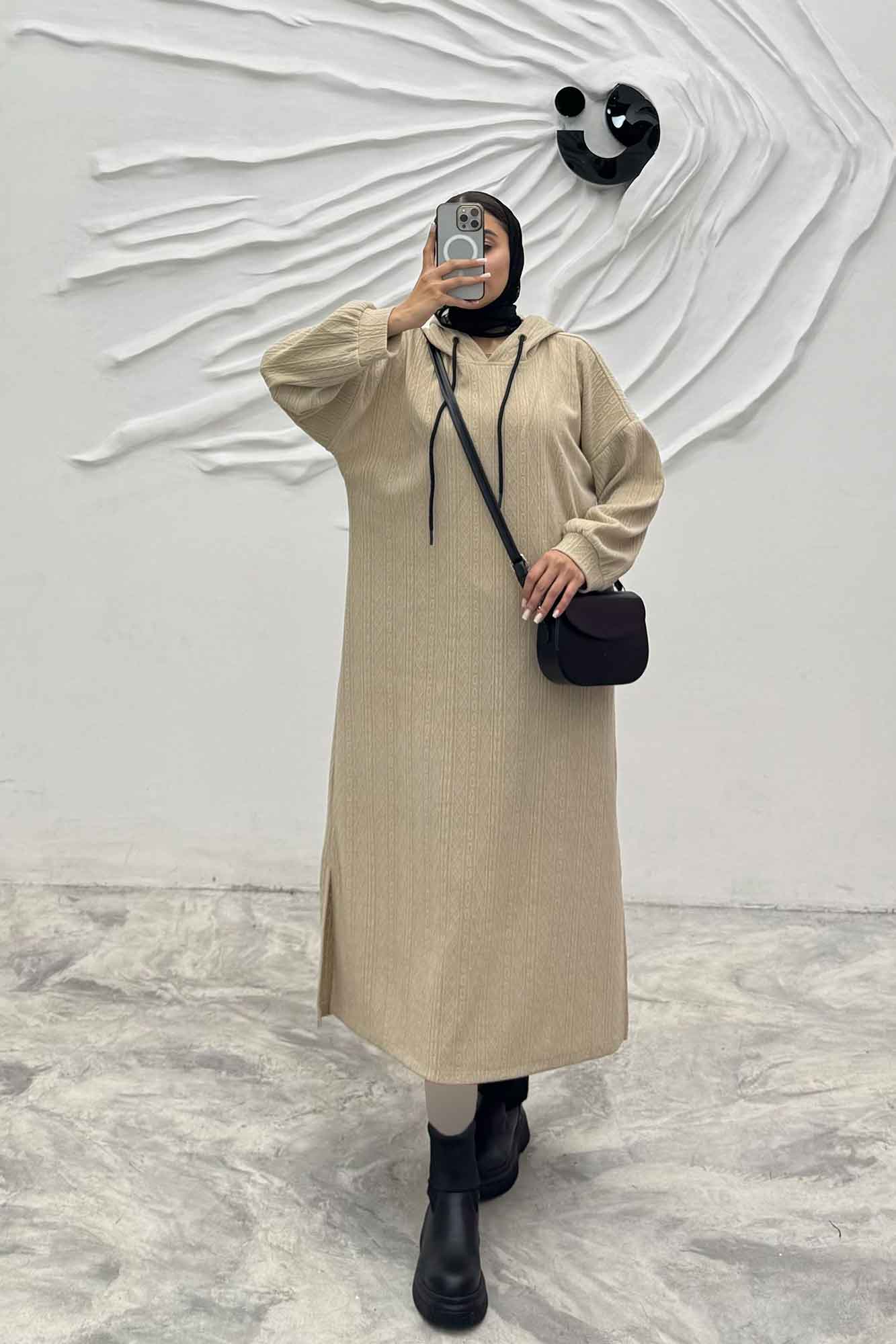 کفتان مراکشی کلاهدار بغل چاک دار