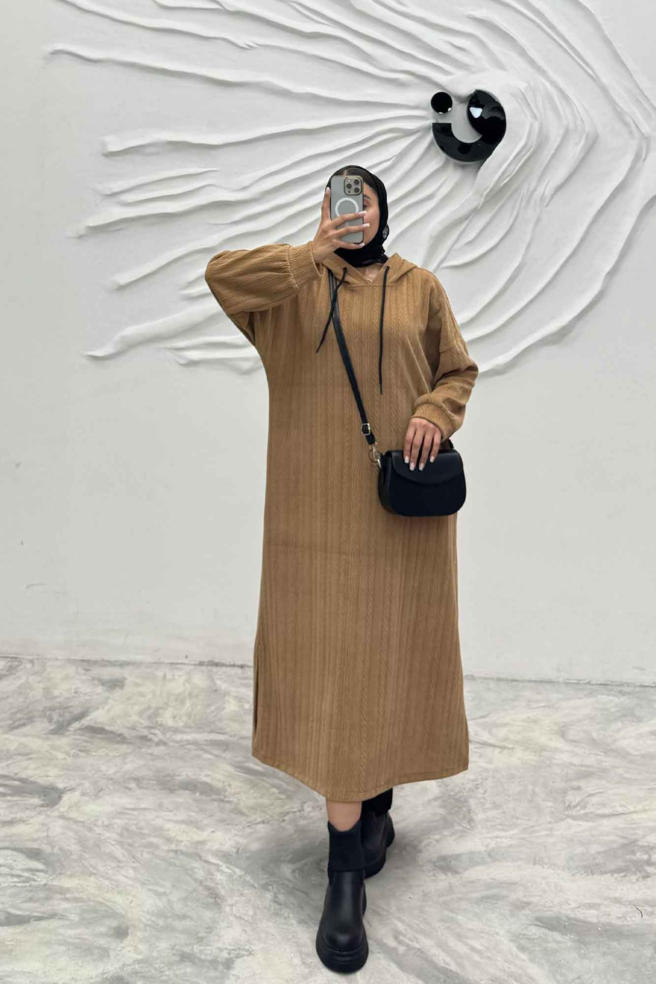 کفتان مراکشی کلاهدار بغل چاک دار