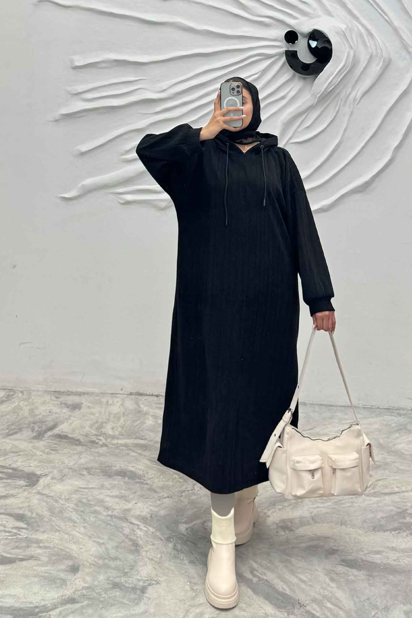 کفتان مراکشی کلاهدار بغل چاک دار