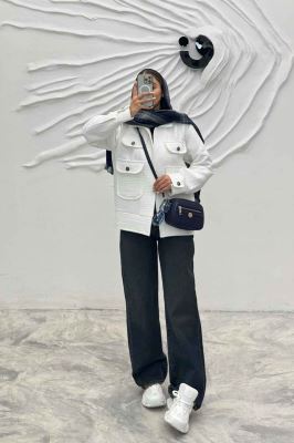 کت چهار جیب فریال راه راه ارکیده