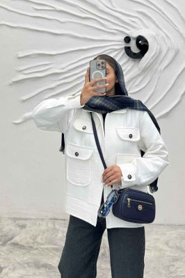 کت چهار جیب فریال راه راه ارکیده