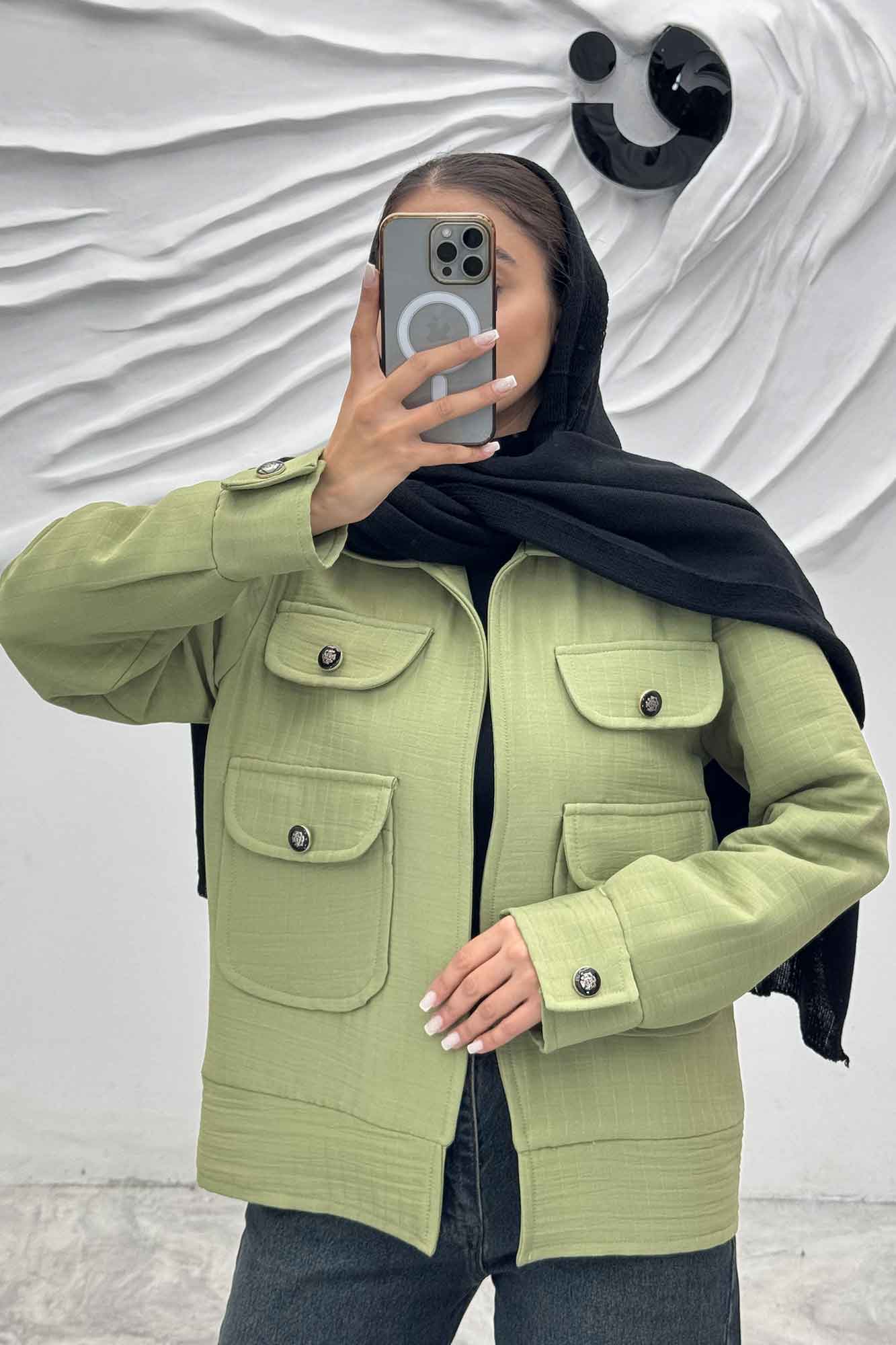 کت چهار جیب فریال راه راه ارکیده