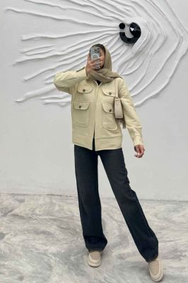 کت چهار جیب فریال راه راه ارکیده