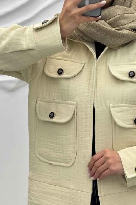 کت چهار جیب فریال راه راه ارکیده