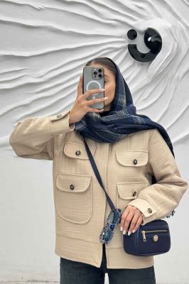 کت چهار جیب فریال راه راه ارکیده