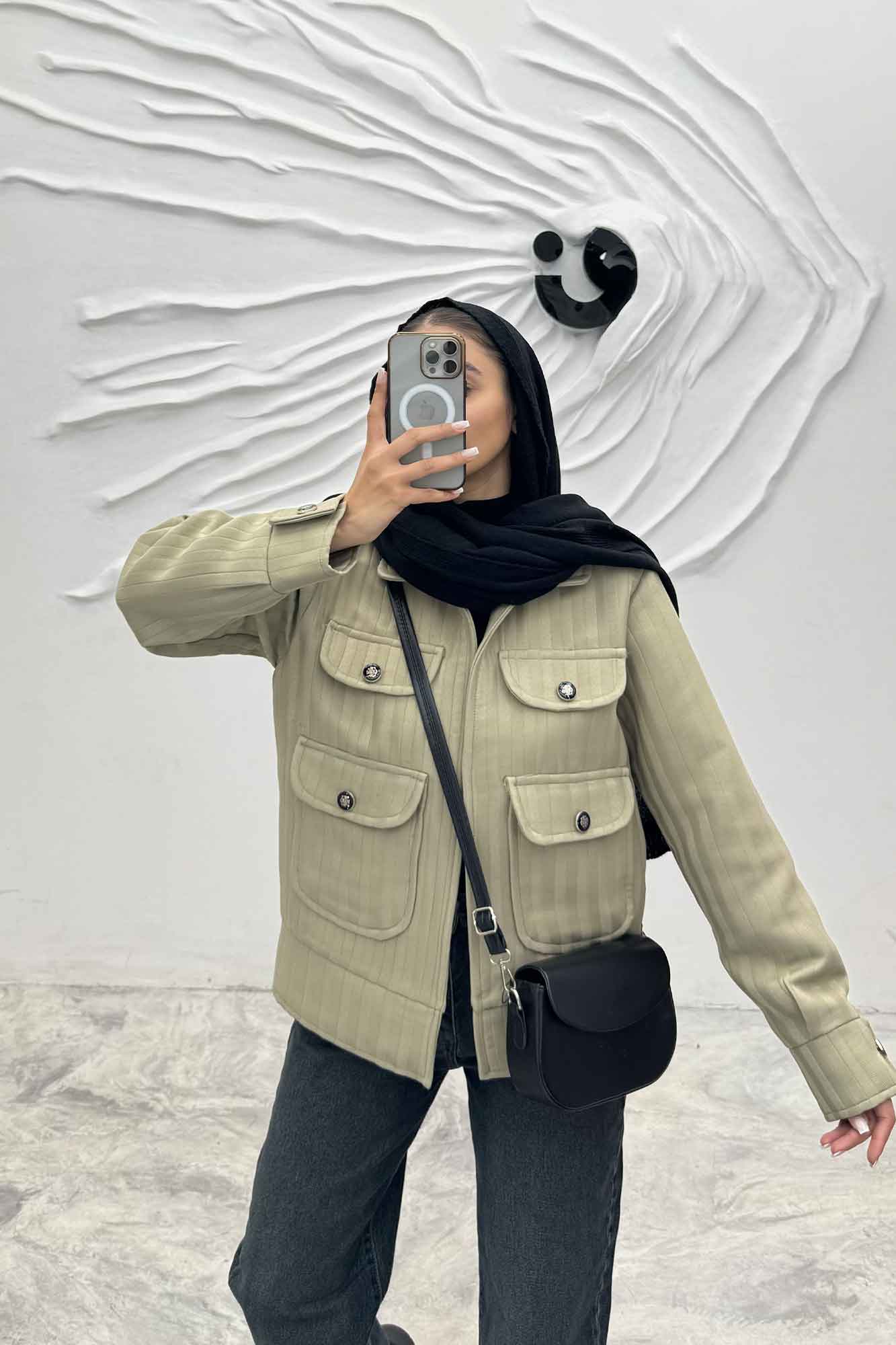 کت چهار جیب فریال راه راه ارکیده