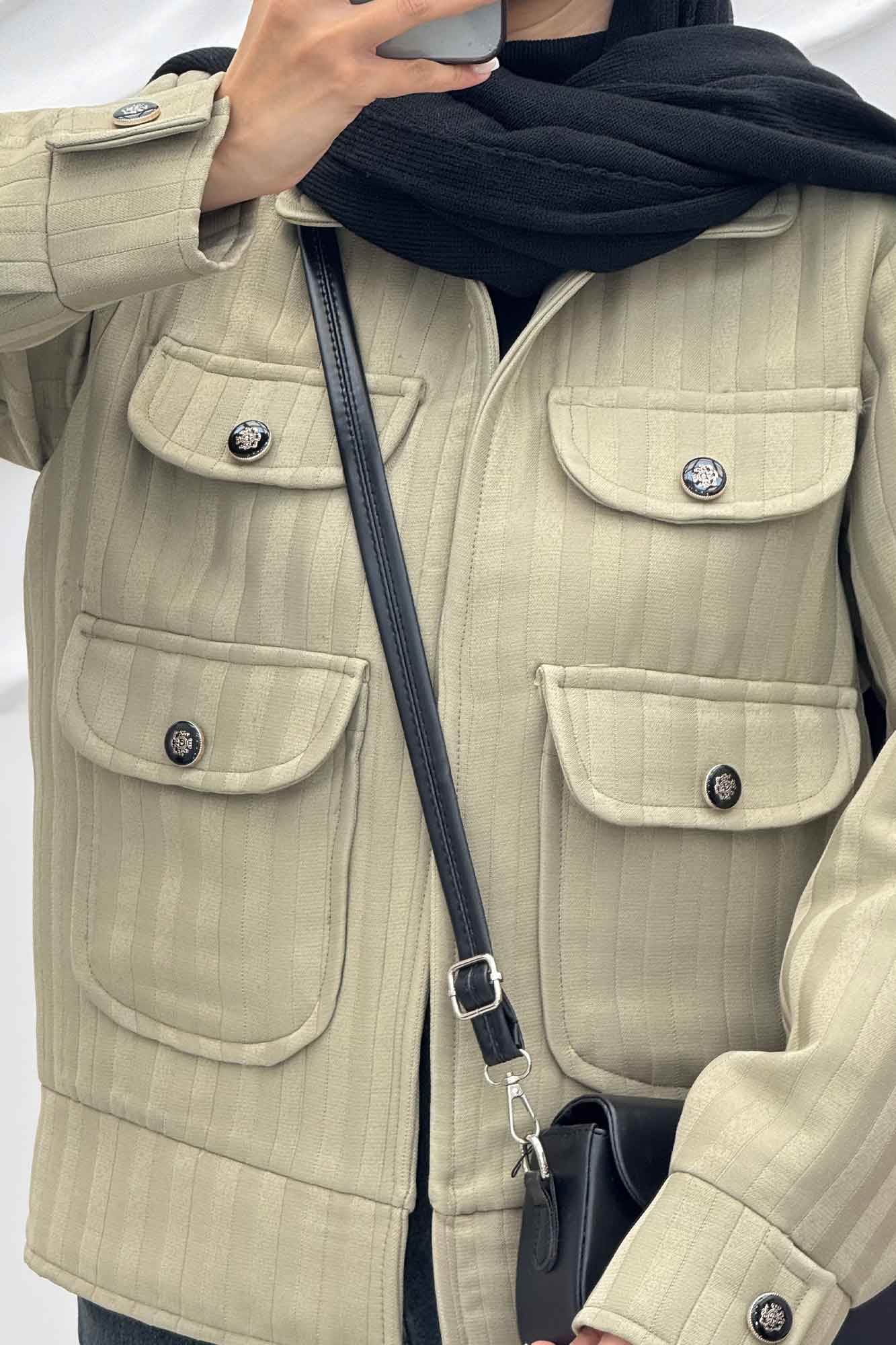 کت چهار جیب فریال راه راه ارکیده