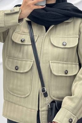 کت چهار جیب فریال راه راه ارکیده