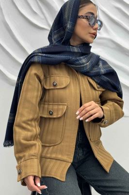 کت چهار جیب فریال راه راه ارکیده