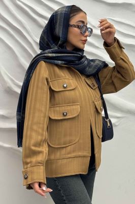 کت چهار جیب فریال راه راه ارکیده