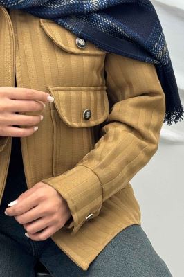 کت چهار جیب فریال راه راه ارکیده