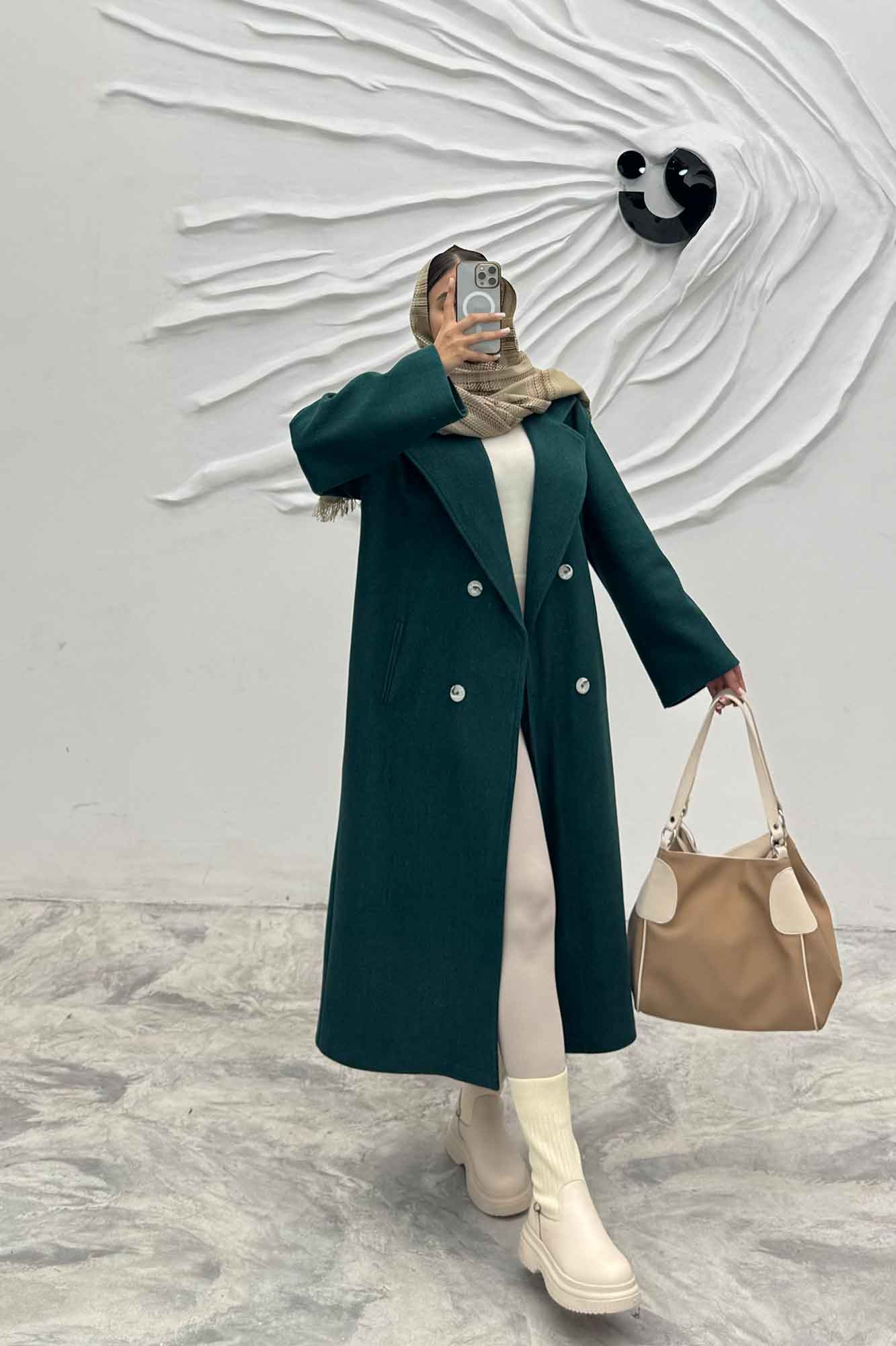 پالتو فوتر بلند پشت چاکدار FASHION