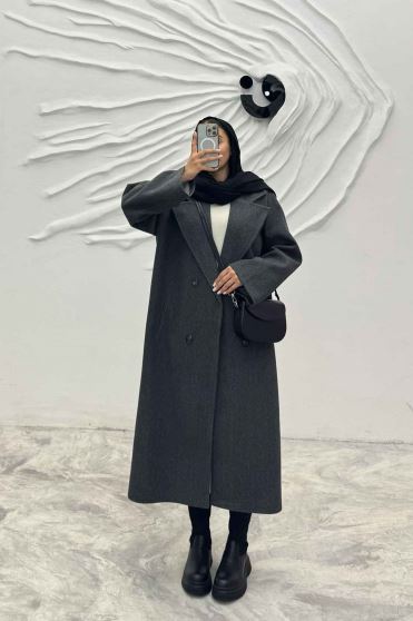 پالتو فوتر بلند پشت چاکدار FASHION