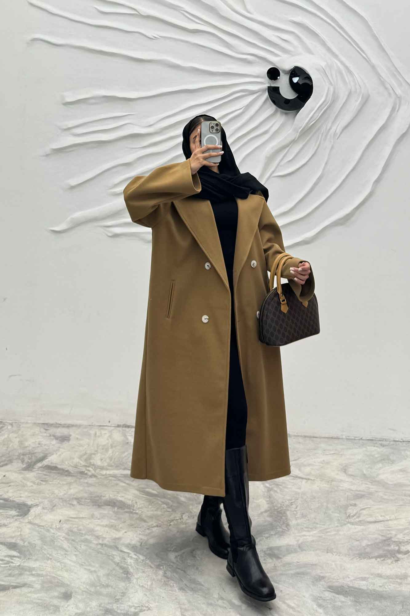 پالتو فوتر بلند پشت چاکدار FASHION