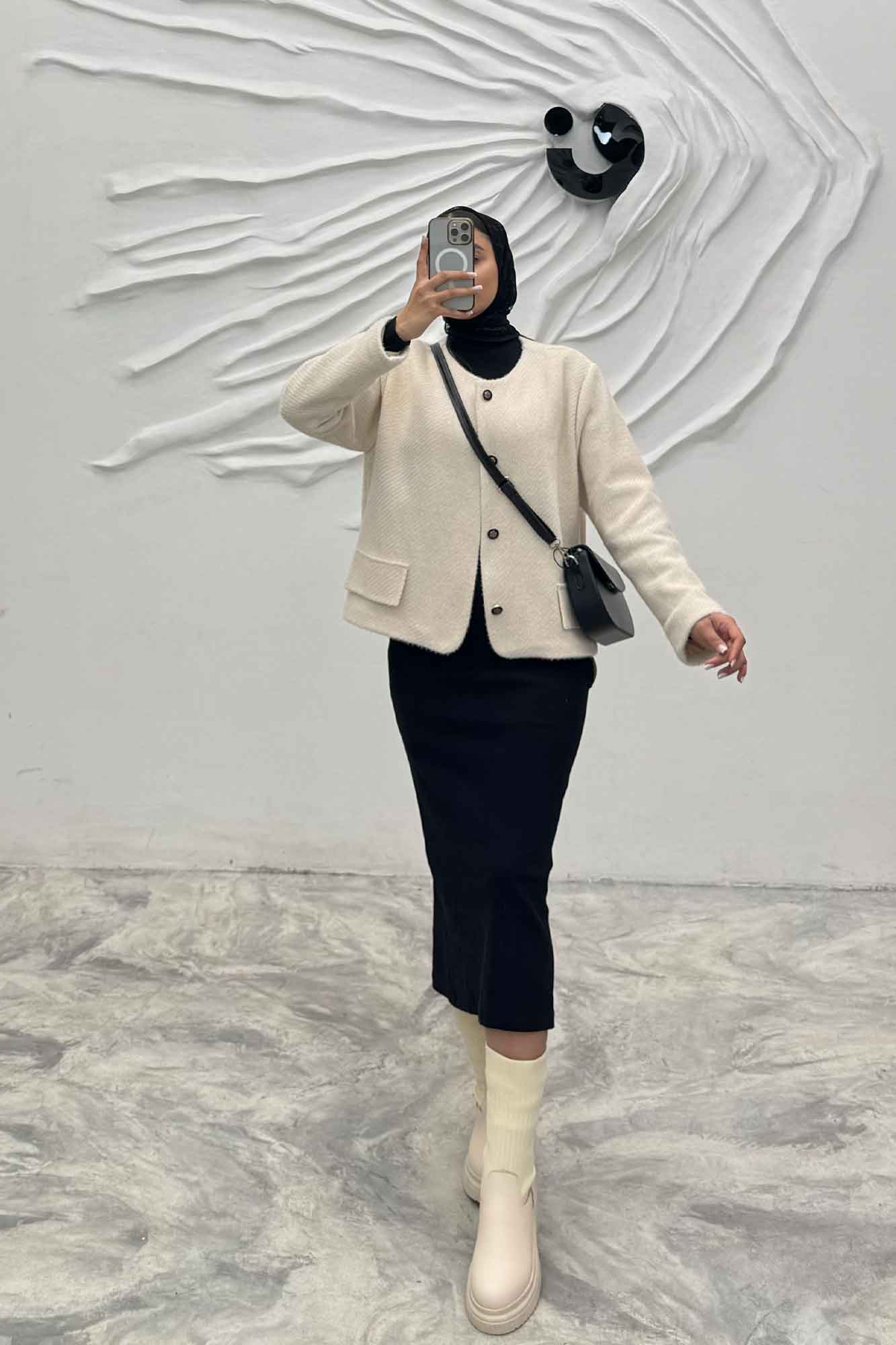 کت یقه گرد آستردار لمزور سروین