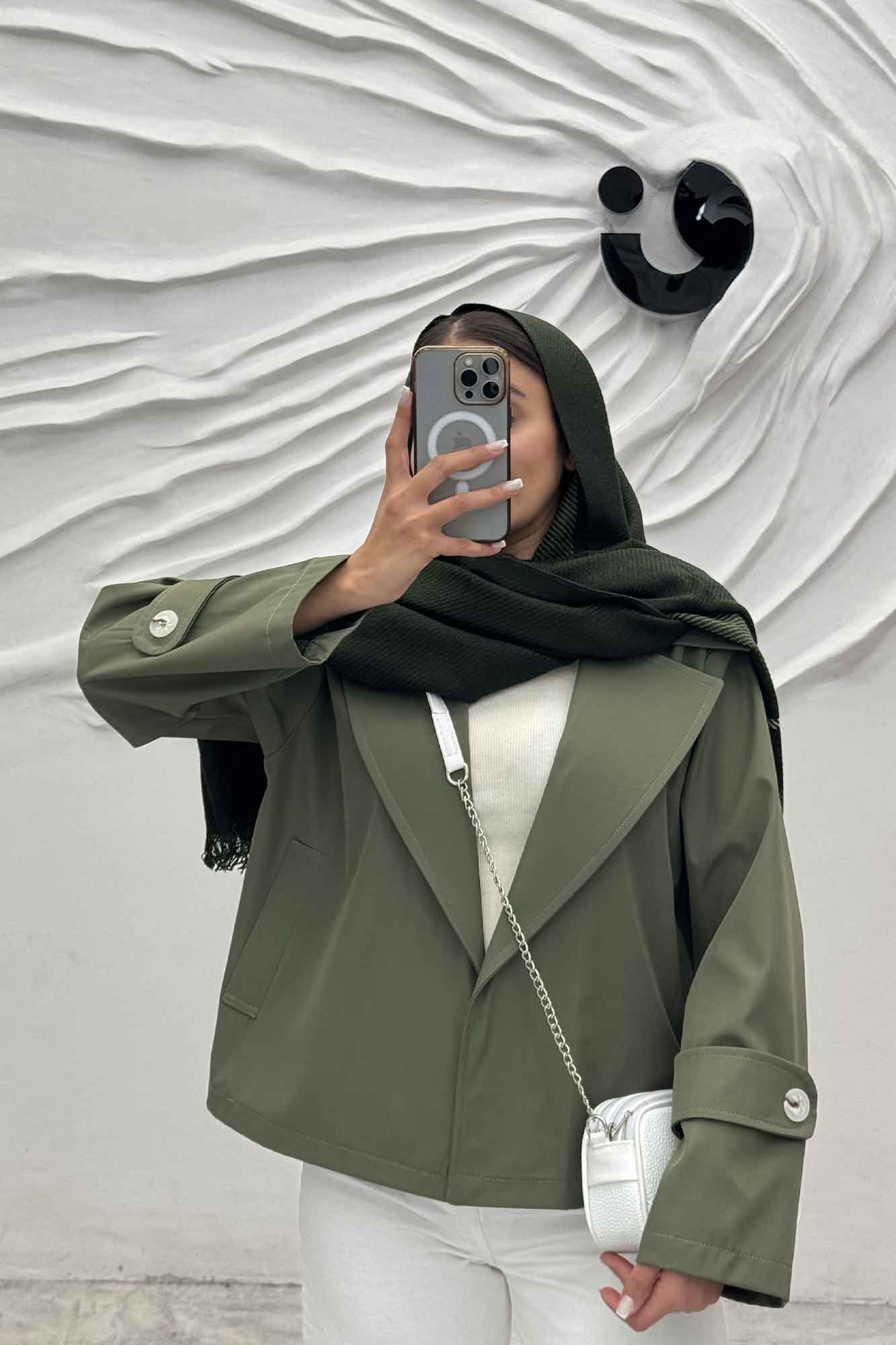 کت سانتانا یقه انگلیسی ساده دو جیب