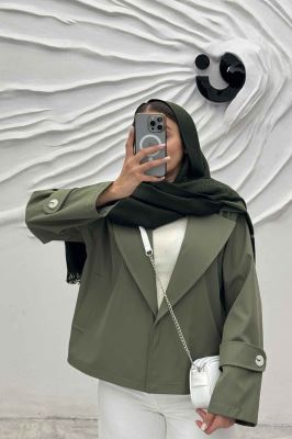 کت سانتانا یقه انگلیسی ساده دو جیب