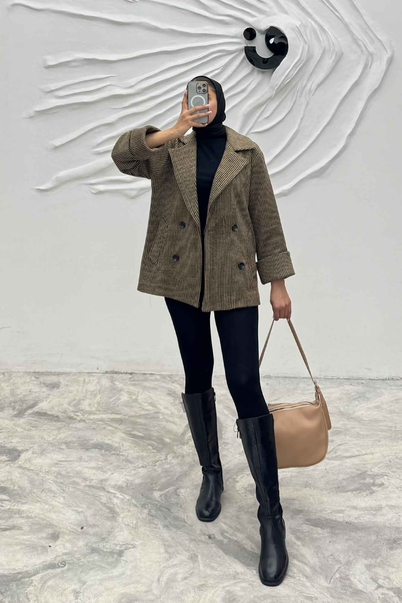 پالتو توییت پشمی آستردار مچ برگردان