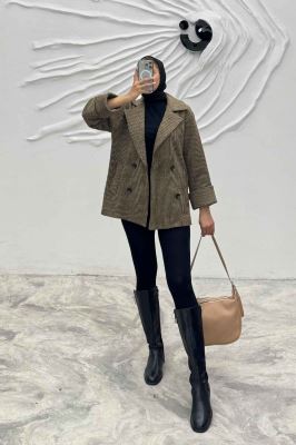 پالتو توییت پشمی آستردار مچ برگردان