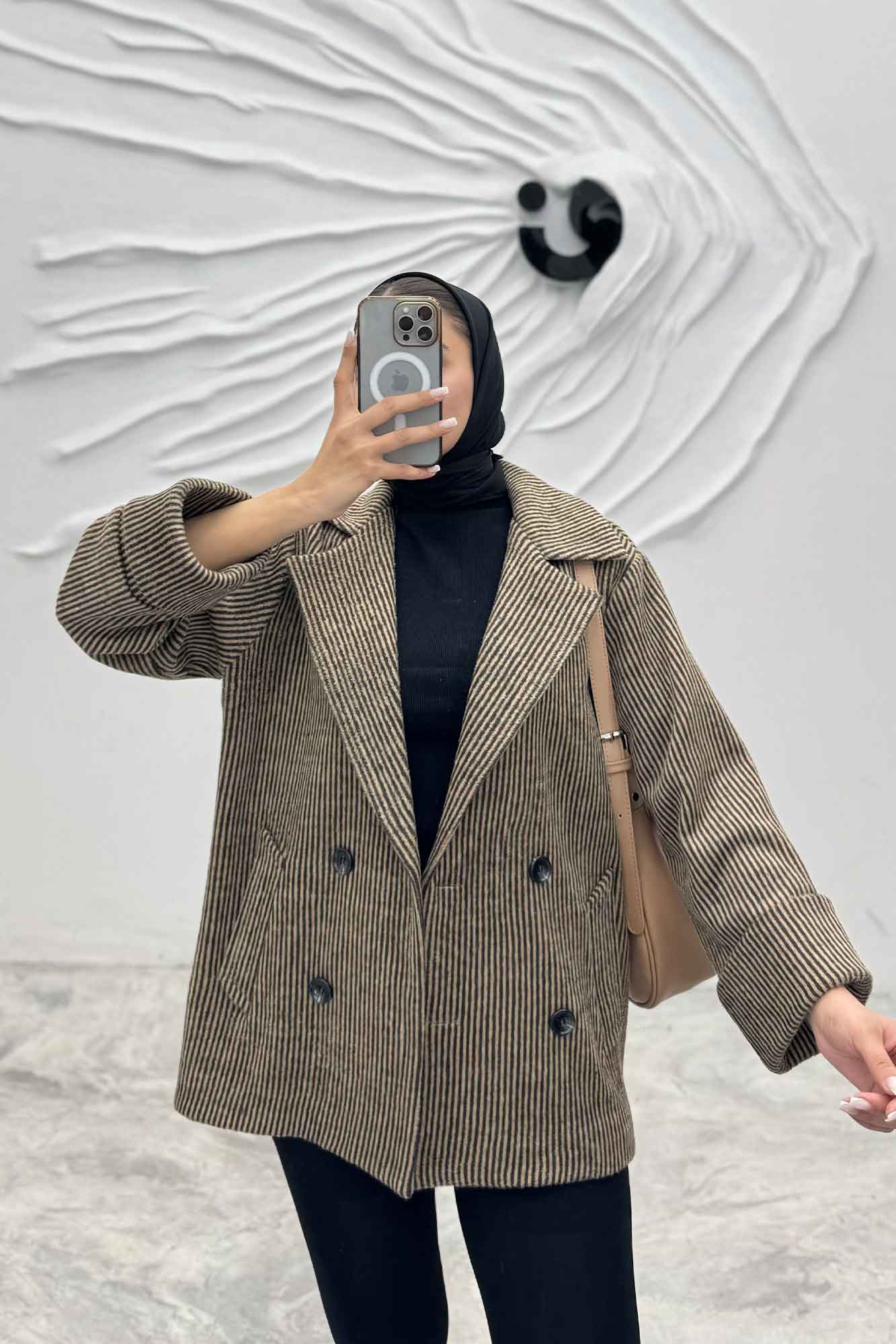 پالتو توییت پشمی آستردار مچ برگردان