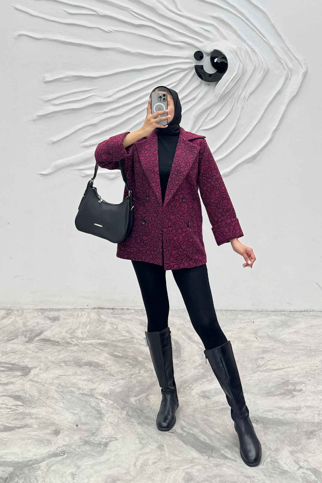 پالتو توییت پشمی آستردار مچ برگردان