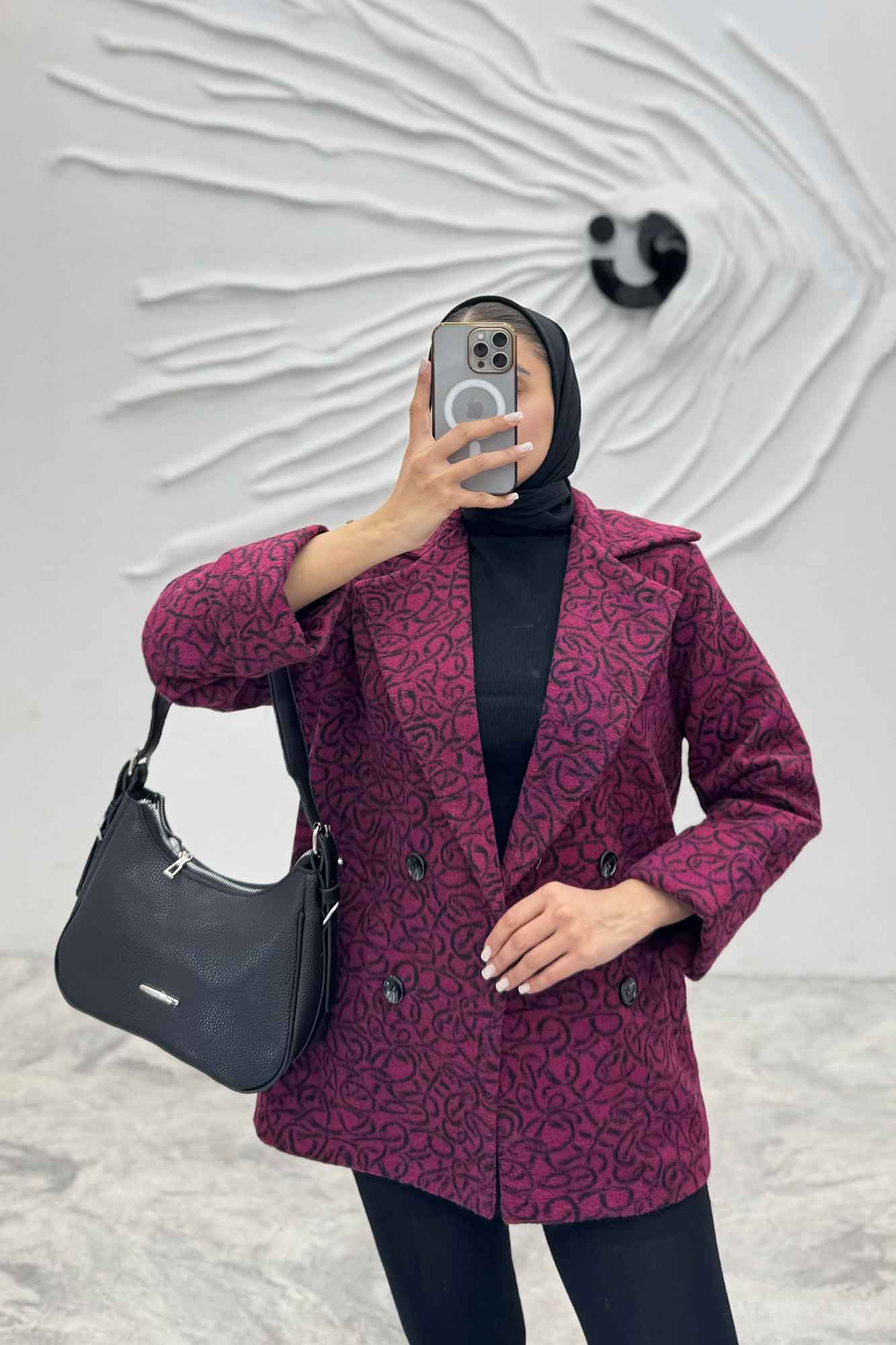 پالتو توییت پشمی آستردار مچ برگردان