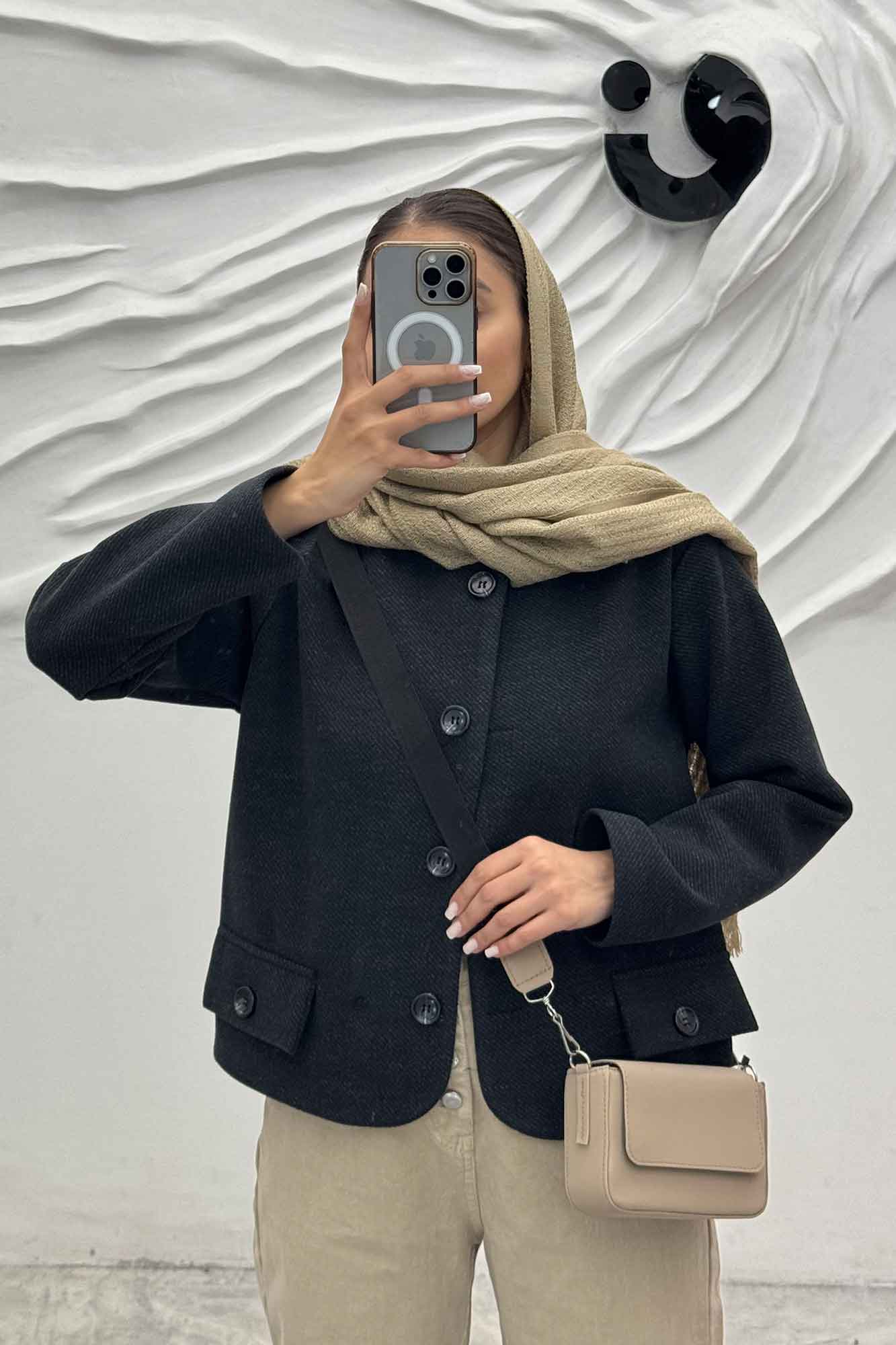 کت کوتاه فوتر جناقی یقه گرد