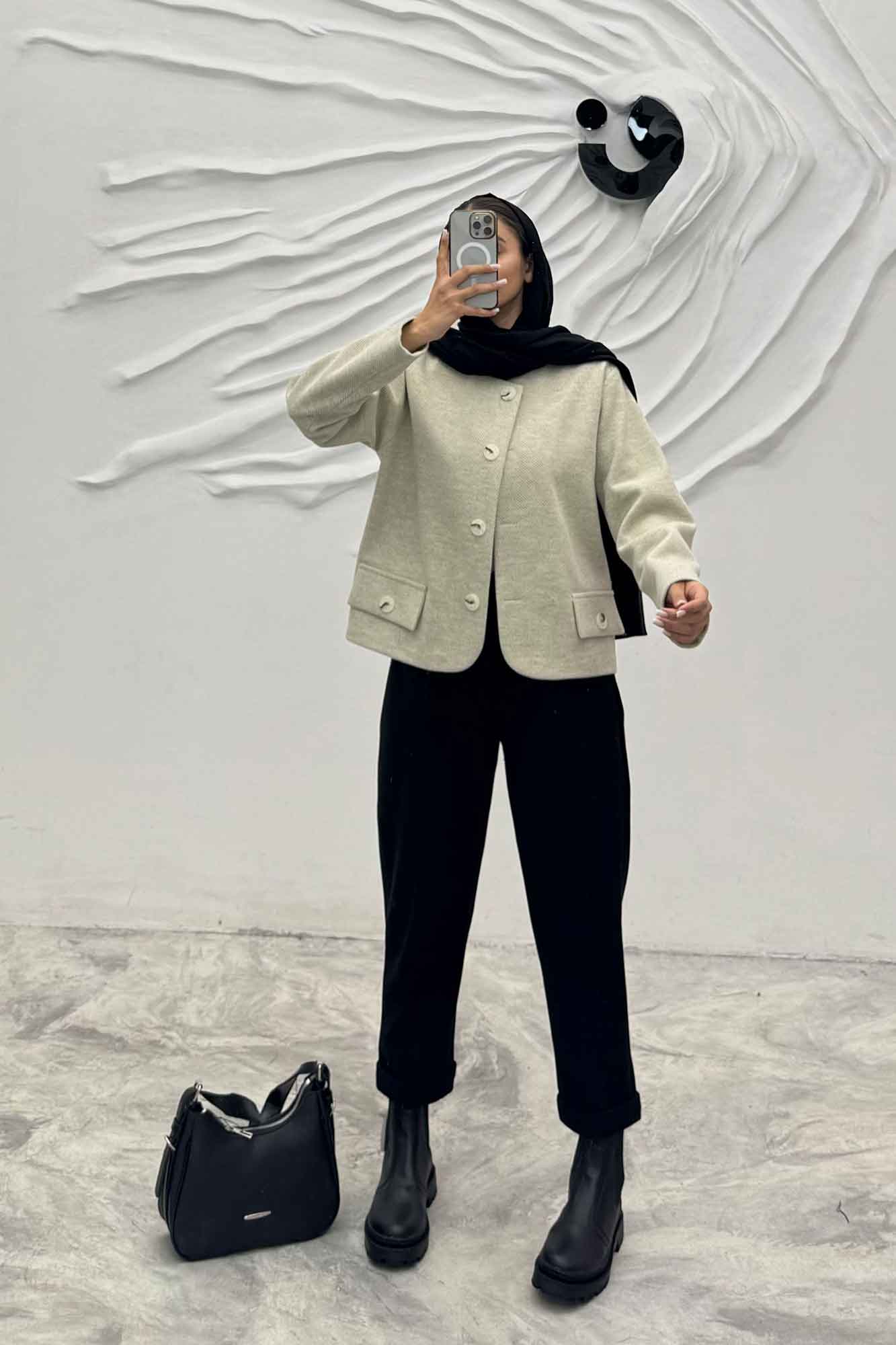 کت کوتاه فوتر جناقی یقه گرد