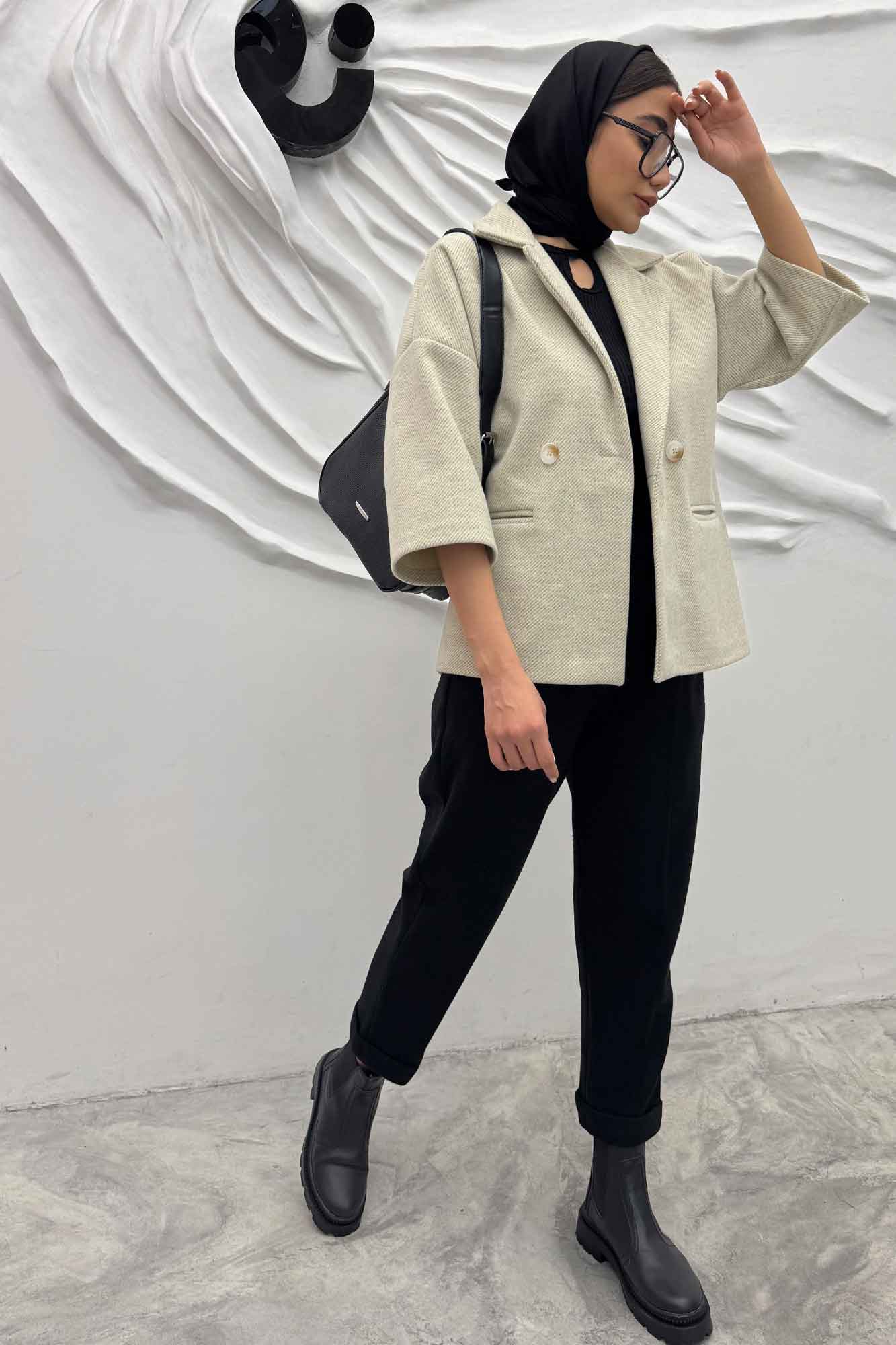 کت آستین سه رب فوتر جناقی دو دکمه