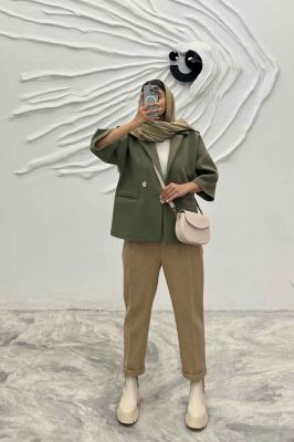 کت آستین سه رب فوتر جناقی دو دکمه