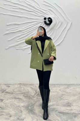 مانتو پاییزه فیتیله چهار دکمه نگین