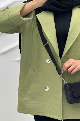 مانتو پاییزه فیتیله چهار دکمه نگین