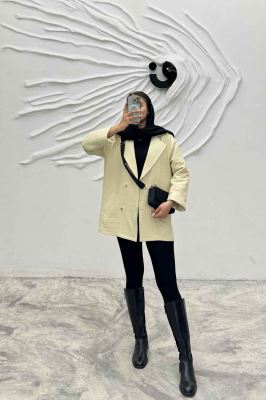 مانتو پاییزه فیتیله چهار دکمه نگین