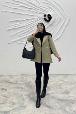 مانتو پاییزه فیتیله چهار دکمه نگین