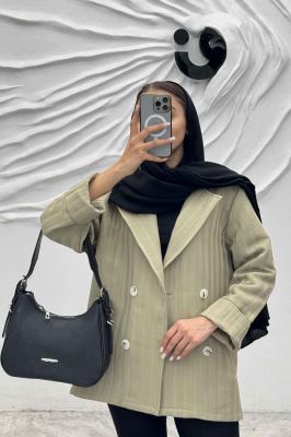 مانتو پاییزه فیتیله چهار دکمه نگین