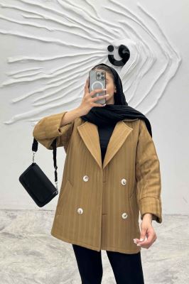 مانتو پاییزه فیتیله چهار دکمه نگین