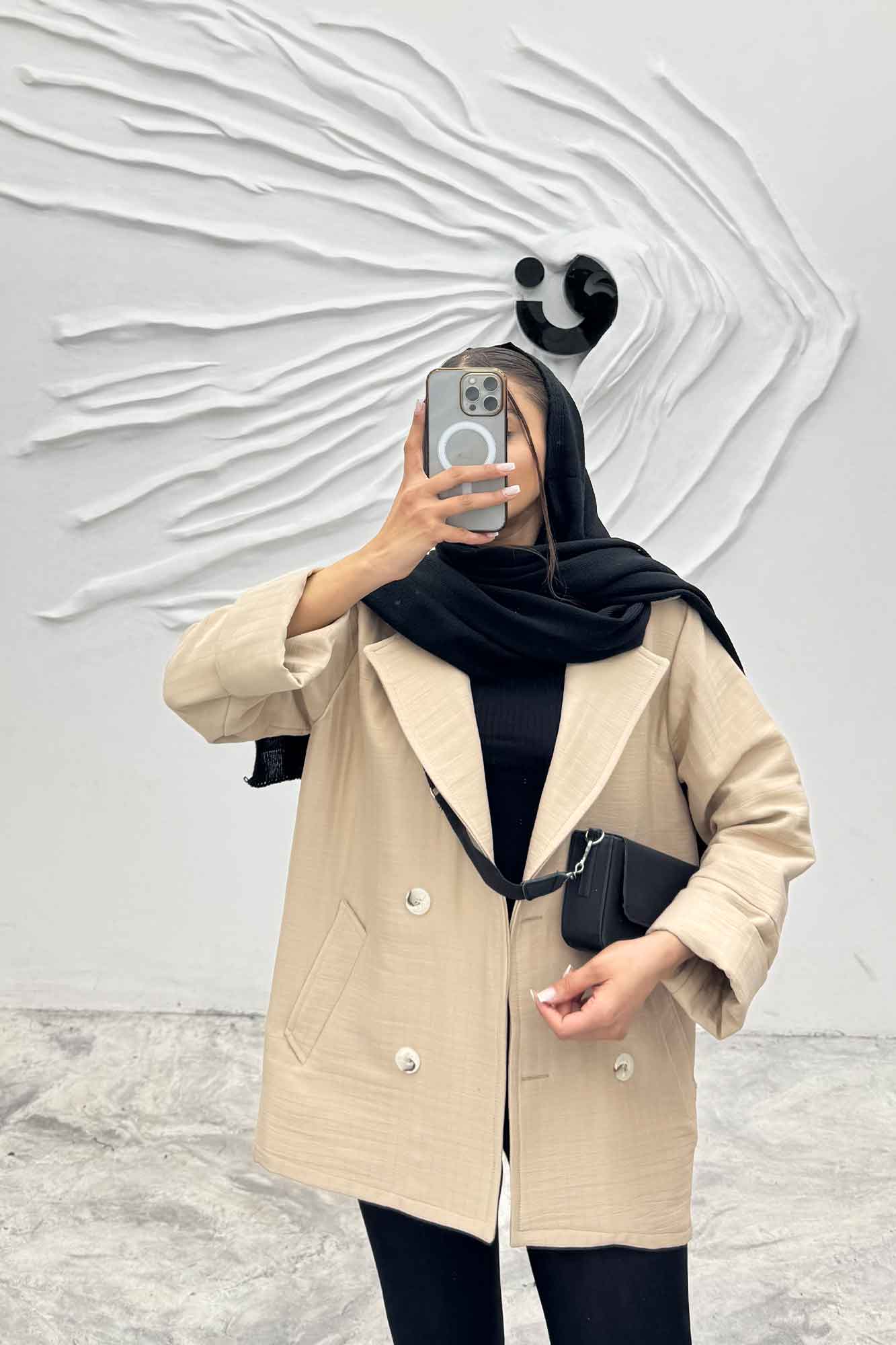 مانتو پاییزه فیتیله چهار دکمه نگین