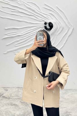 مانتو پاییزه فیتیله چهار دکمه نگین