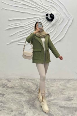 پالتو توییت پشمی  دو جیب پاکتی آنیدا