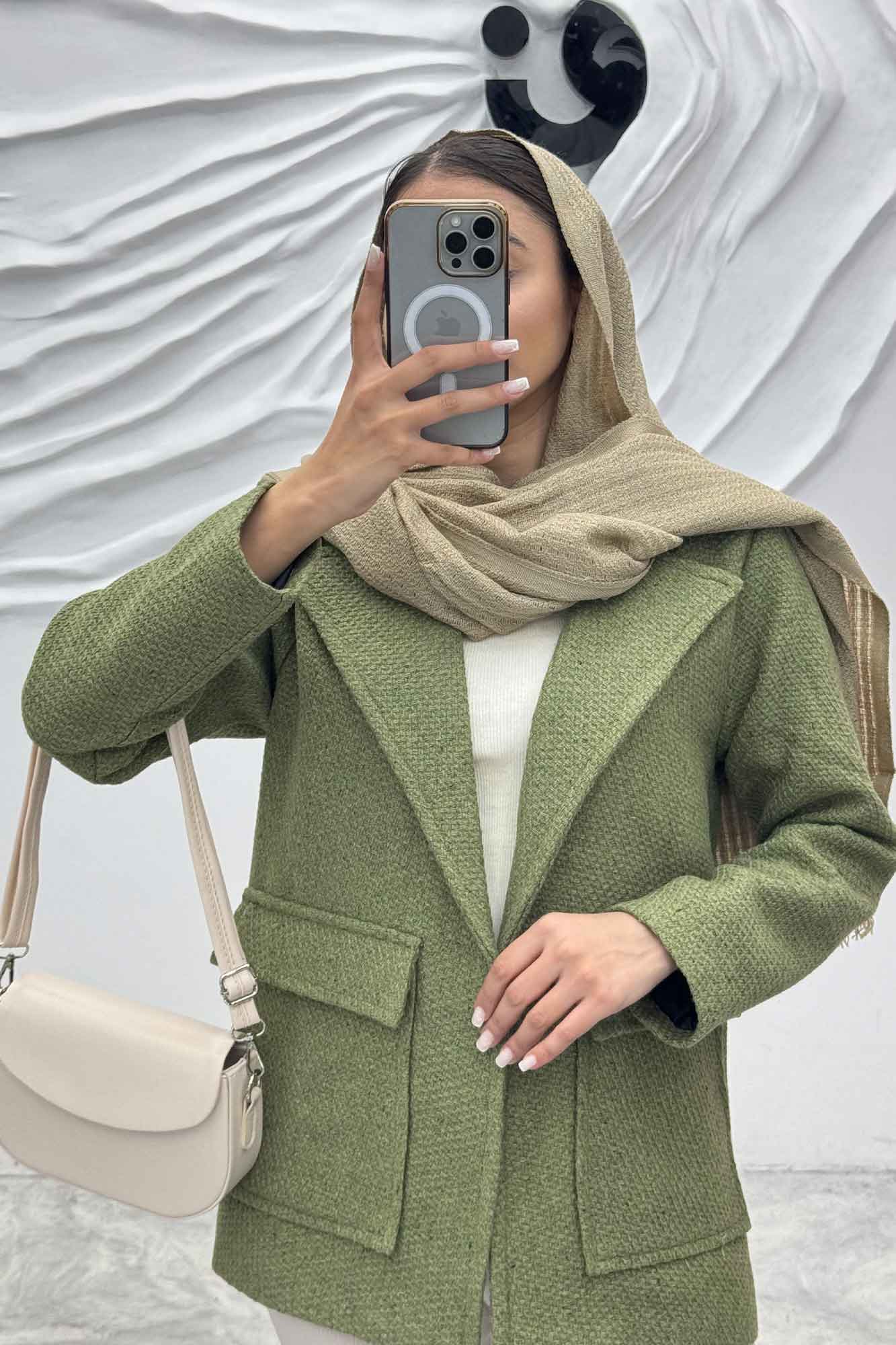 پالتو توییت پشمی  دو جیب پاکتی آنیدا