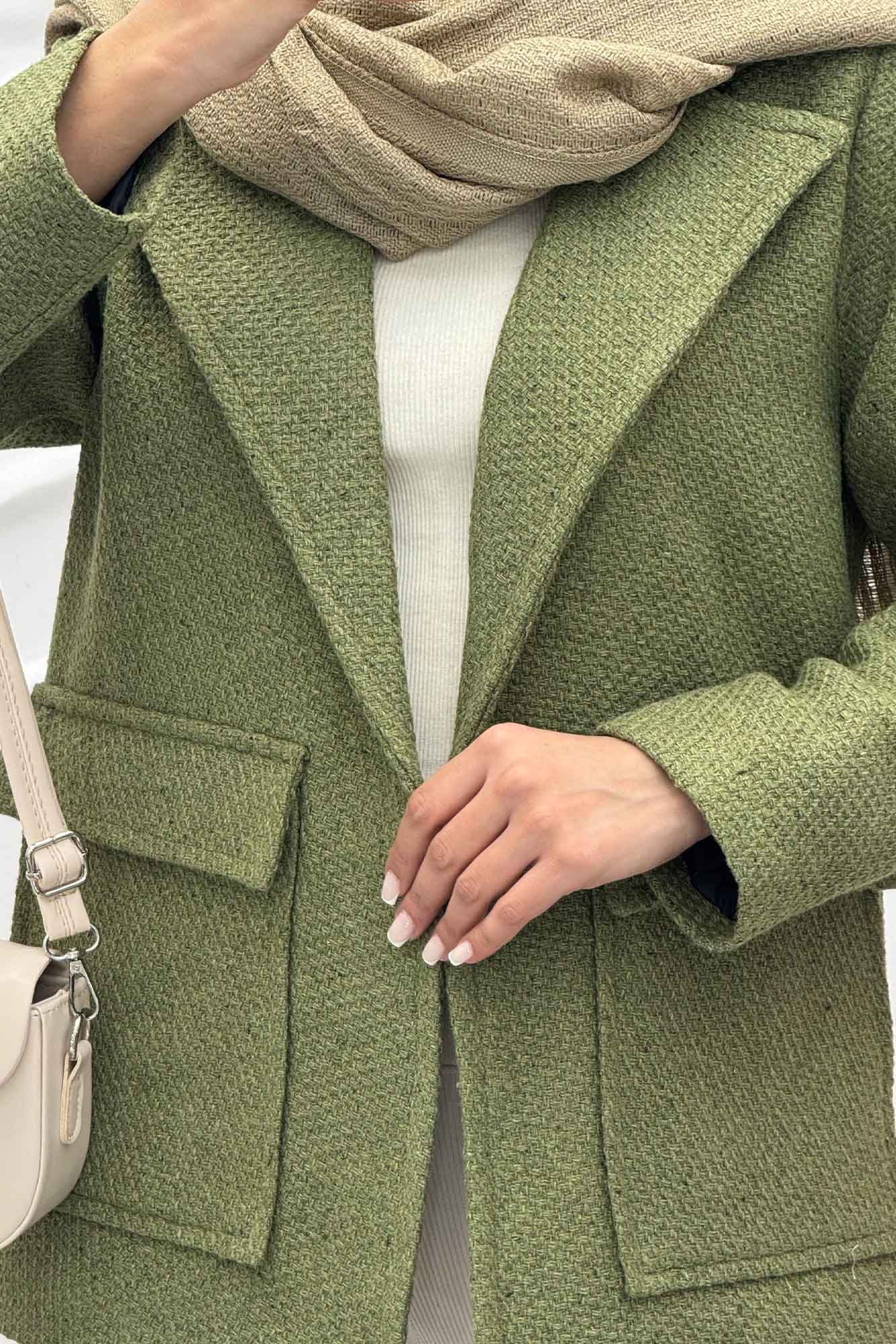 پالتو توییت پشمی  دو جیب پاکتی آنیدا