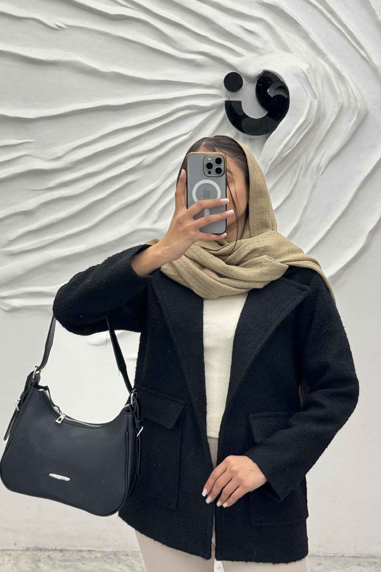 پالتو توییت پشمی  دو جیب پاکتی آنیدا