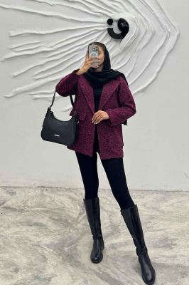 پالتو توییت پشمی  دو جیب پاکتی آنیدا