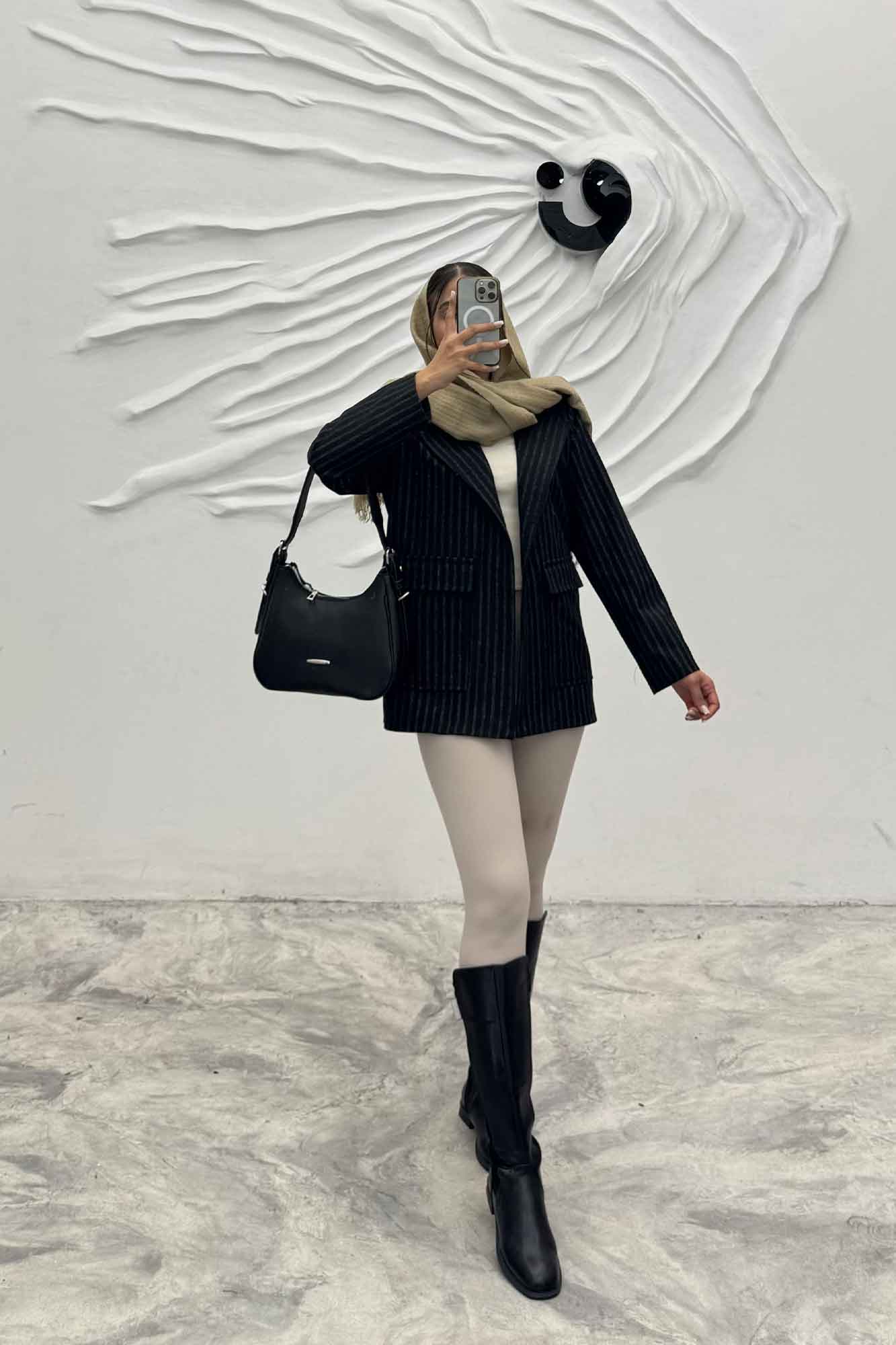 پالتو توییت پشمی  دو جیب پاکتی آنیدا