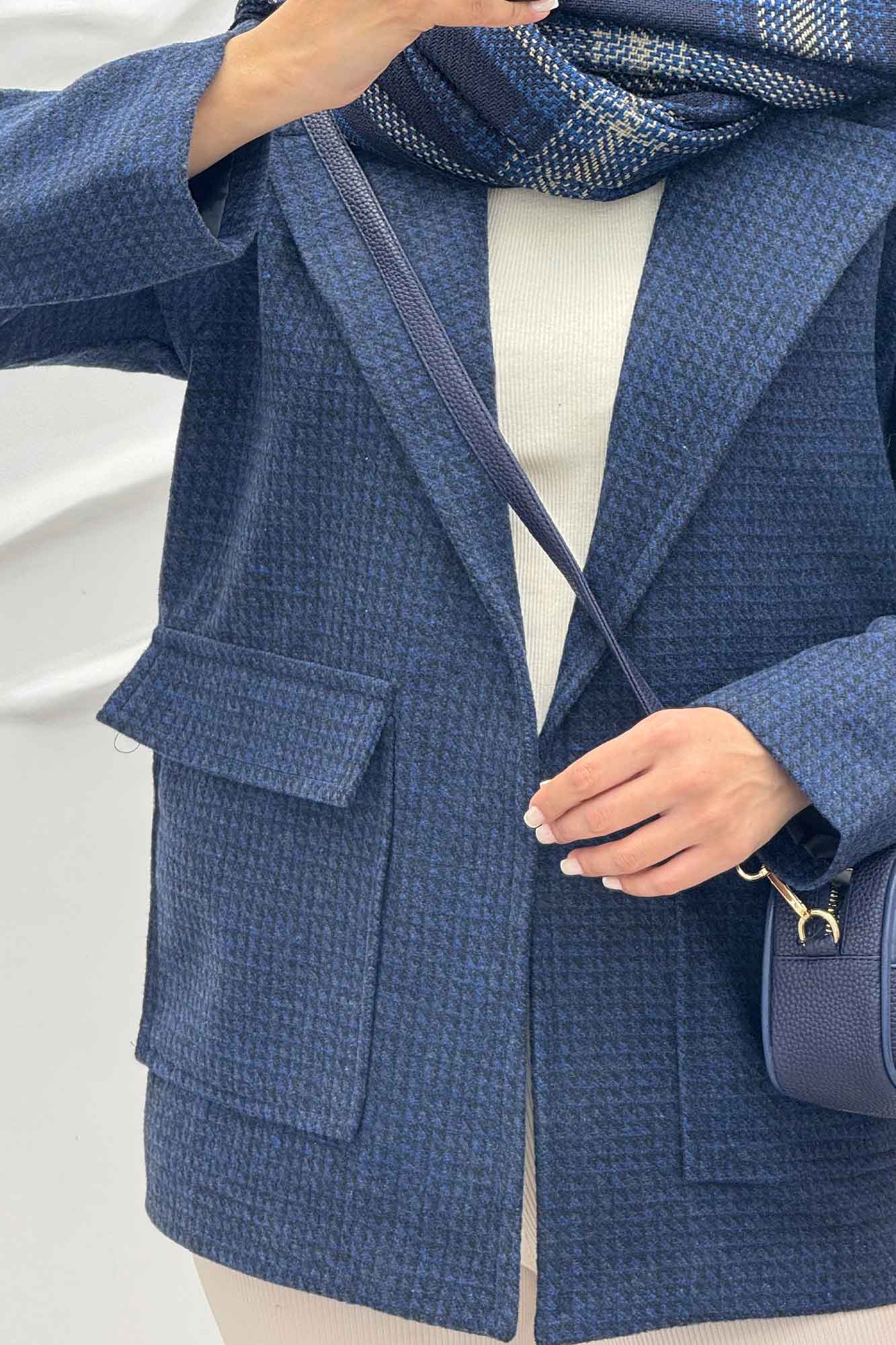 پالتو توییت پشمی  دو جیب پاکتی آنیدا