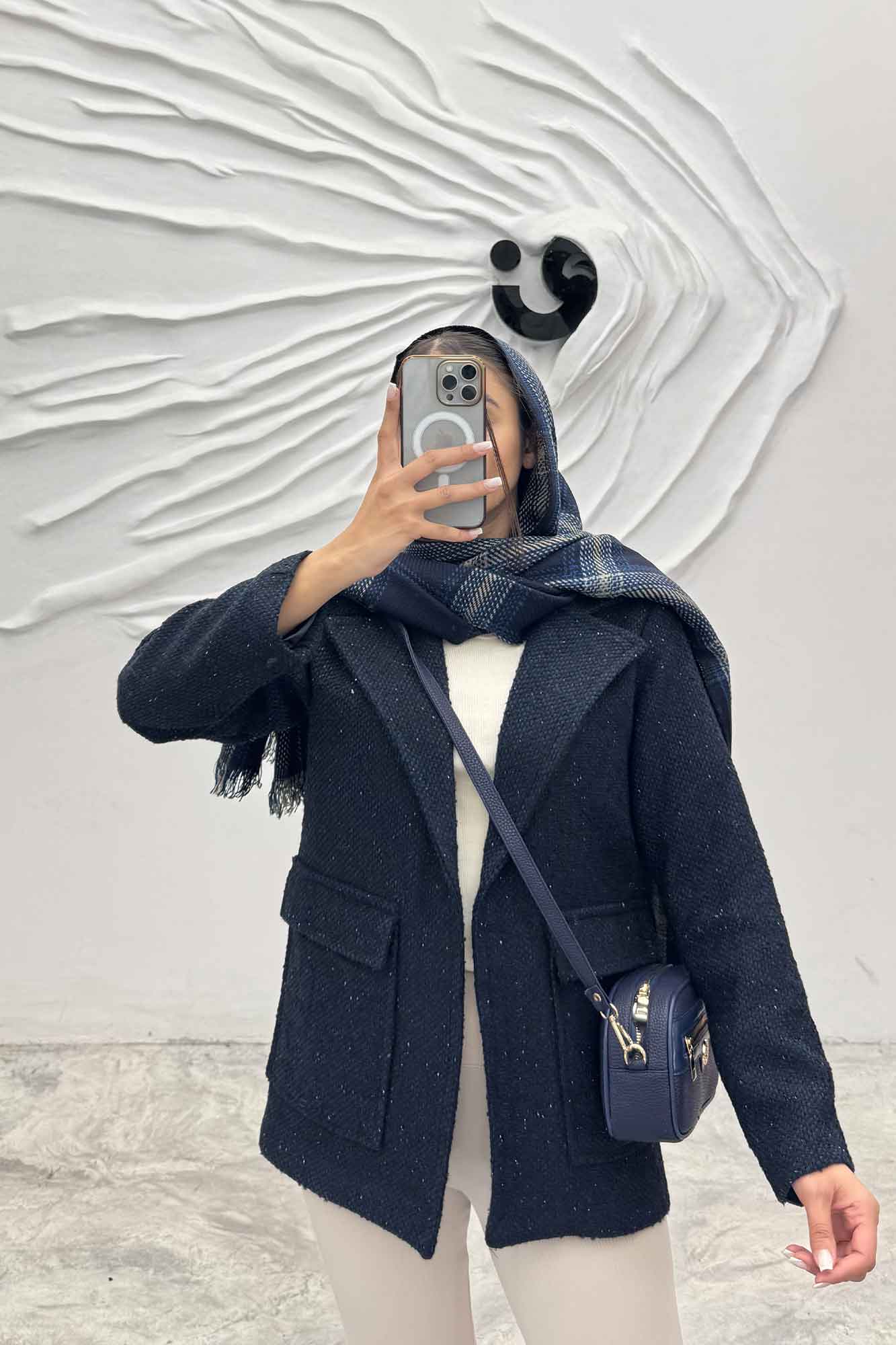 پالتو توییت پشمی  دو جیب پاکتی آنیدا