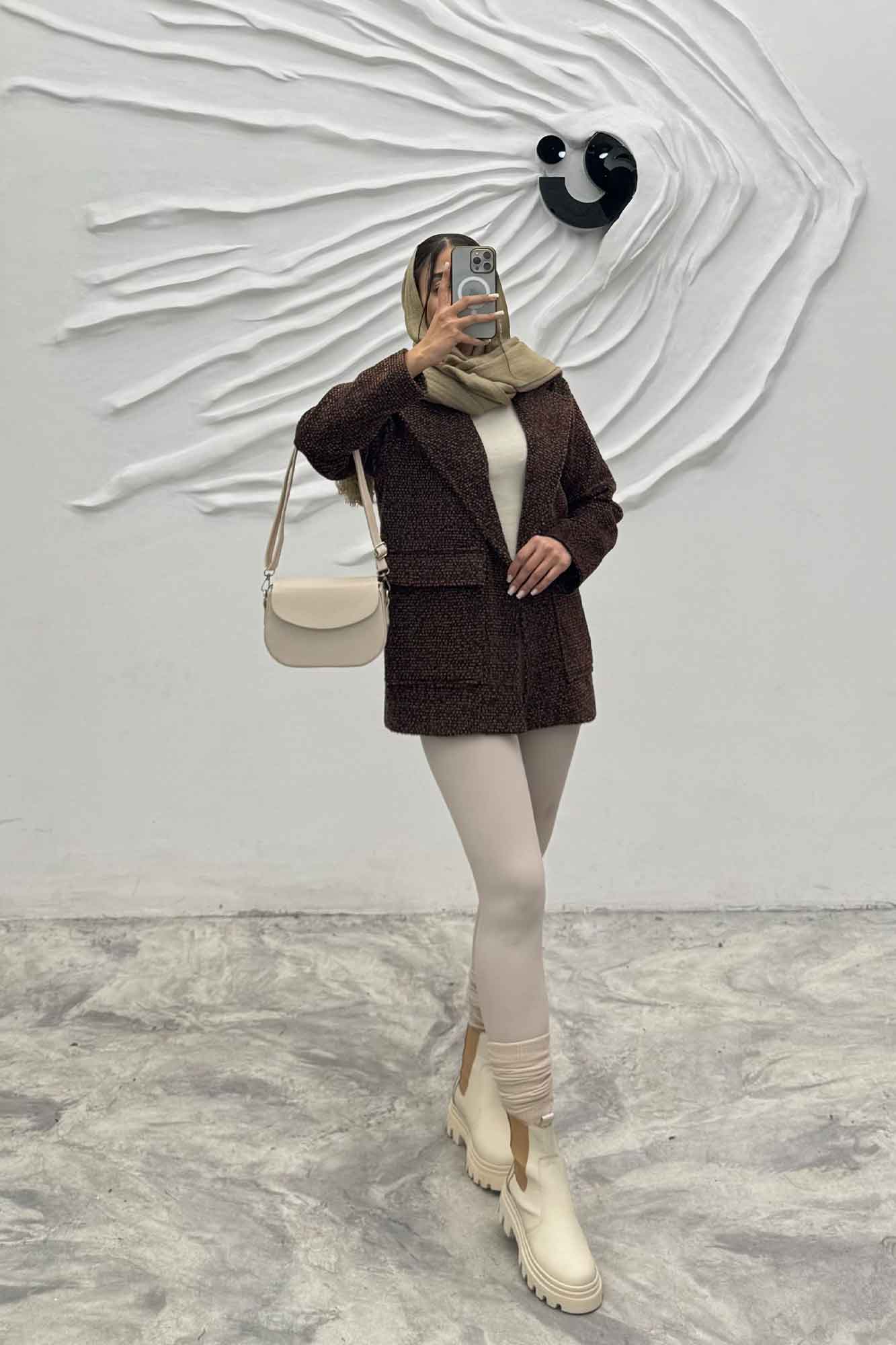 پالتو توییت پشمی  دو جیب پاکتی آنیدا