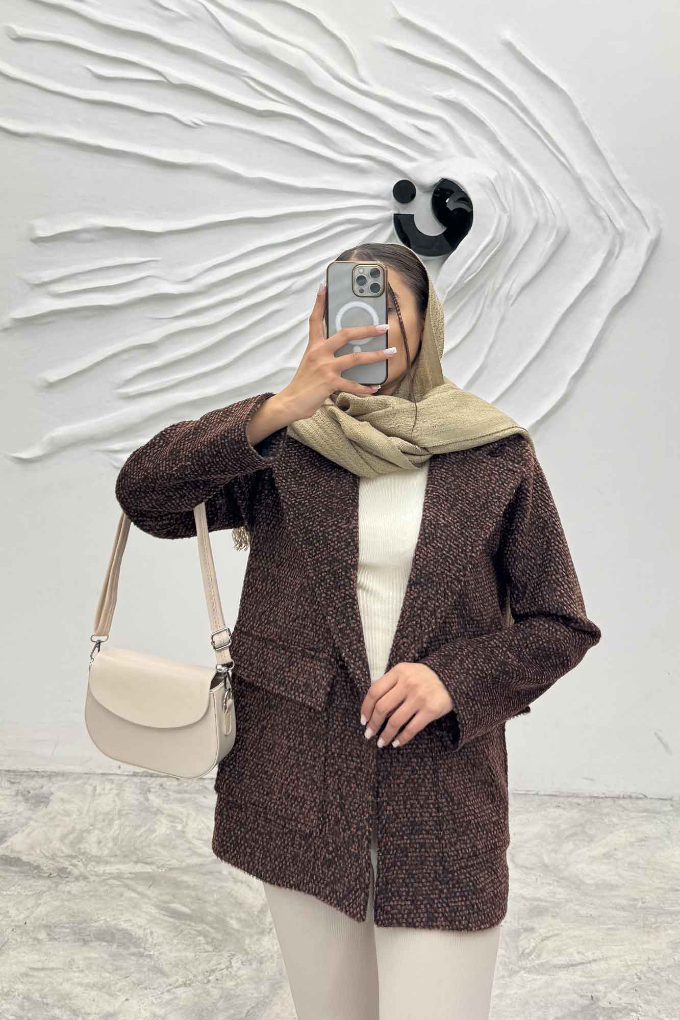 پالتو توییت پشمی  دو جیب پاکتی آنیدا