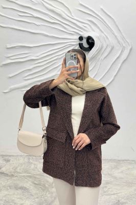 پالتو توییت پشمی  دو جیب پاکتی آنیدا