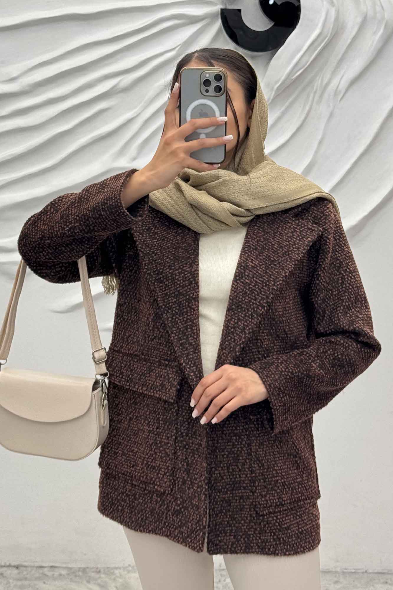 پالتو توییت پشمی  دو جیب پاکتی آنیدا